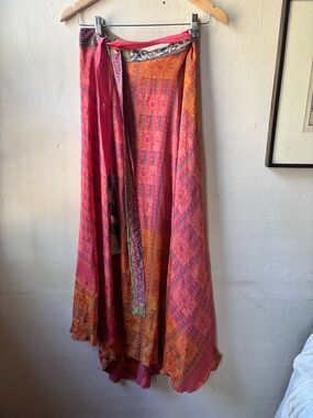 Recycled Sari Wrap Skirt Reversible and Adjustable Size